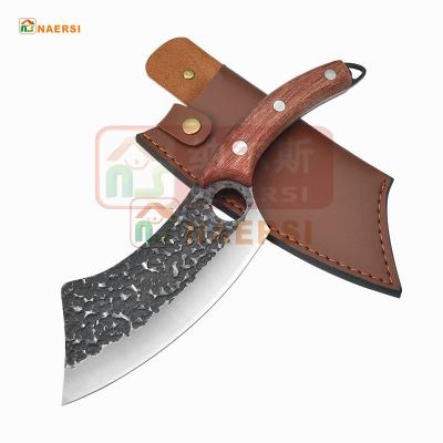 China Wholesale sharp kitchen knives stocked with with leather sheath high quality bone cutting knife for sale