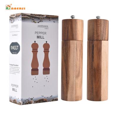 China Wholesale High Quality Viable Pepper Mill Acacia Wood Salt and Pepper Grinder Mill for sale