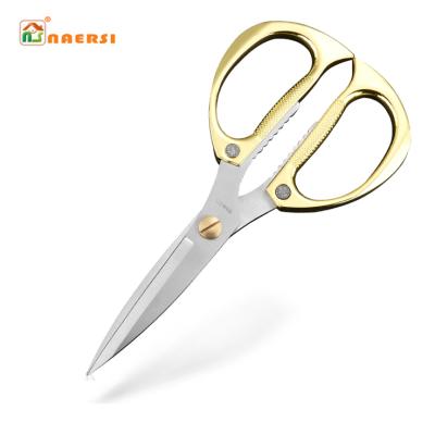 China Durable kitchen vegetable steel bone separpoultry crab meat shears curved heavy duty kitchen scissors for sale