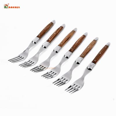 China Viable Wholesale Stainless Steel Fork With Wooden Handle High Quality Wooden Handle Flat Dinnerware for sale