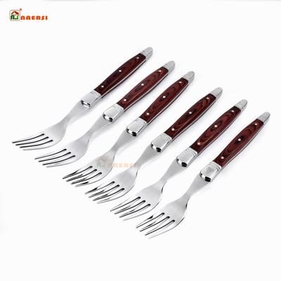 China Sustainable High Quality Stainless Steel Steak Fork With Solid Wood Handle for sale