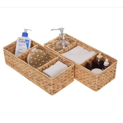 China Viable Chinese Supplier Wholesale 3 Section Wicker Basket, Handwoven Hyacinth Storage Basket for sale