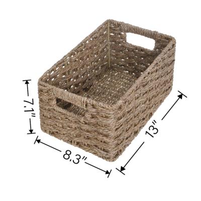 China Wicker Basket Wicker Woven Basket Sustainable Rectangular Decorative Storage Basket With Handle for sale