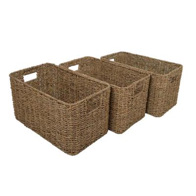 China Large Sustainable Seaweed Rattan Storage Basket On Shelf for sale