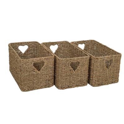 China Sustainable Straw Wholesale Sundries Matching Wicker Seaweed Storage Basket for sale