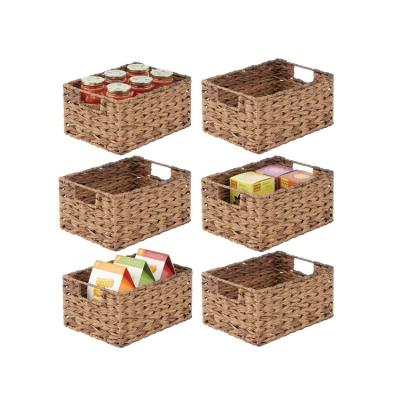 China Home Household Sustainable Custom Countertop Woven Storage Box Finished Plastic Baskets Storage for sale