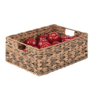 China 100% Hand Woven Sustainable Woven Plastic Storage Basket Box Decorative Set for sale