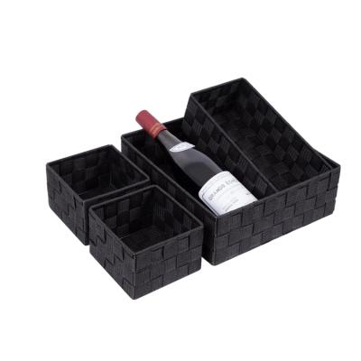 China Sustainable Black Can Be Matched And Stocked Cube Box Woven Storage Basket for sale