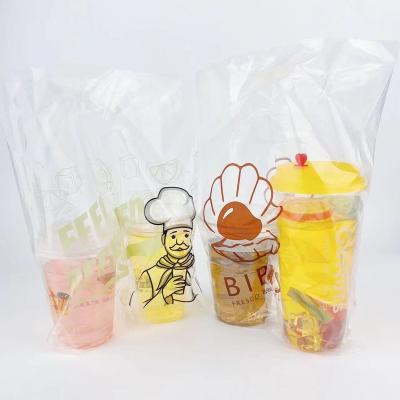 China Manufacturer Recyclable Custom Thicken Bubble Tea Beverage Two-cup Tray Plastic Bags Food Takeaway Plastic Bag for sale