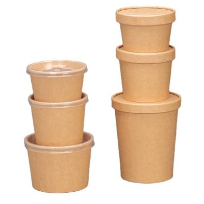 China Custom Recyclable Logo Salad Rice Soup Newspaper Dispensing Tour Food Packaging Containers Paper Bowl With Lid for sale