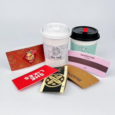 China Custom Logo Disposable Hot Sale Hot Cold Drinks Corrugated Cardboard Paper Sleeve for sale