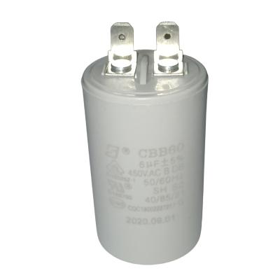 China CBB60 450V 6,0mfd Wasserpumpenmotorkondensator mit ±5% Toleranz zu verkaufen