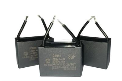 China CBB61 Starting Capacitor 450V 3.0UF Air Conditioner Capacitor Black Wire B-Class for sale