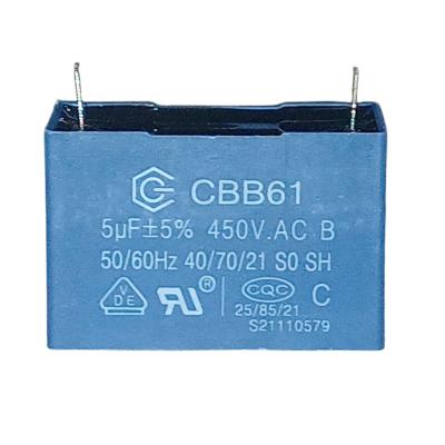 China 5.0UF 450V Ventilador de mesa Capacitor CBB61 Ventilador Capacitor 10000 Horas 25 / 85 / 21 à venda