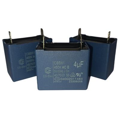 China Air Conditioner Fan Capacitor CBB61 450V 4.0UF Self-Healing 10000 Hours Starting Capacitor for sale