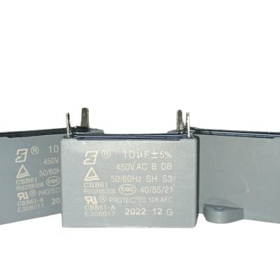 China CBB61 450v 10UF Air Conditioner Fan Capacitor Terminal Type Capacitor 10000 Hours for sale