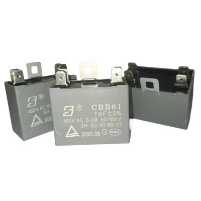 China Condensador de arranque del motor de corriente AC CBB61 450V 7.0UF Cuatro terminales de conexión rápida en venta