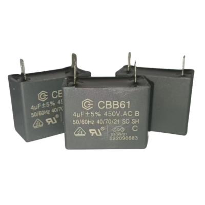 China CBB61 Aire acondicionado Condensador de arranque 450V 4.0UF Dos terminales de conexión Qucik en venta