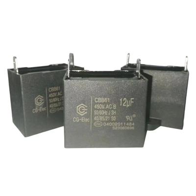 China CBB61 AC Motor Run Celling Fan Capacitor 450V 12UF Film Capacitor 250 Terminal for sale