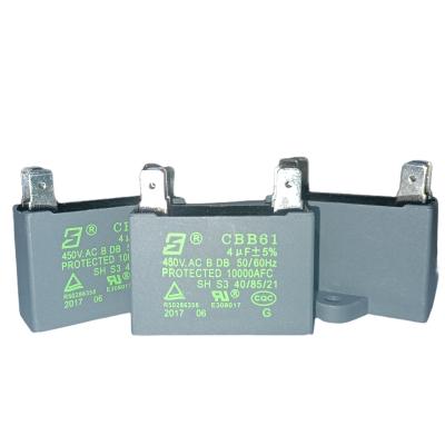 China CBB61 450V 4,0mfd S3 industriële ventilatorcapacitor met vier 187 snelkoppelterminals Te koop