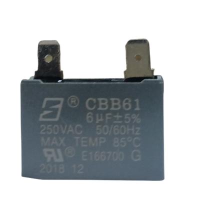 China CBB61 Condensador de ar condicionado 250V 6.0mfd S3 Temperatura máxima 85 °C à venda