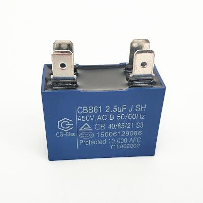 China CBB61 AC Filmcapacitor 2.5uF Fan Extractor Hood Capacitor Te koop