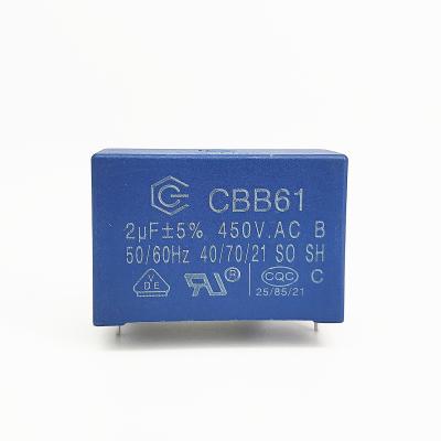 China CBB61 450V 2.0UF Motor AC CP-1.0mm Auto-Curando Casa AC Capacitor à venda