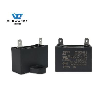 China CBB61 Motor Fan Capacitor 450V 2.0UF Celling Fan Capacitor Two Quick-Connect Terminals for sale