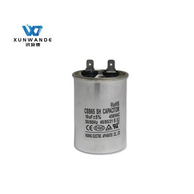 China CBB65 450V 18uF Wechselstrommotor Kondensator 45*65 Lüfterstart Kondensator SH ROHS B-Klasse 10000 Stunden S2 zu verkaufen