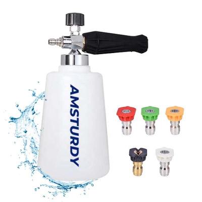 China AMSTURDY FCK02N Car Wash Soap Dispenser Quick Release Power Seal Car Snow Foam Cannon With 5 Nozzle Tips for sale