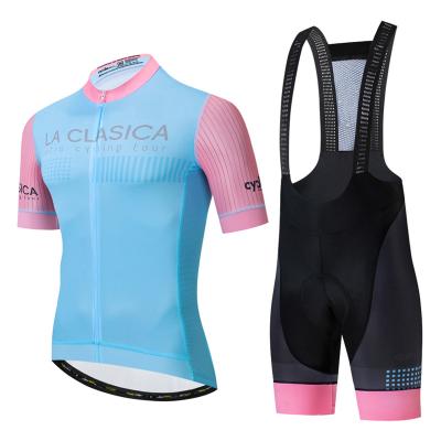 China New 2021 Clothing Mens Antibacterial Cycling Short Sleeve Tank Top Set Summer Mtb Suit Race Road Bike Clothes Bib Gel Pad Shorts Kit for sale