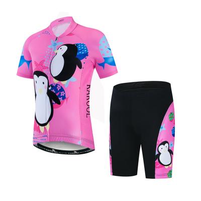 China New Antibacterial Children Cycling Short Sleeve Set 2021 Summer Pro Team Anti-UV Boy And Girl Outdoor Clothing Sportswear Bike Uniform for sale