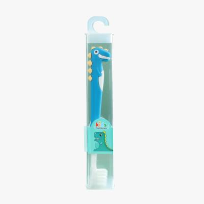 China Travel Logo eco friendly travel portable cartoon little dinosaur manual kid toothbrush for children for sale