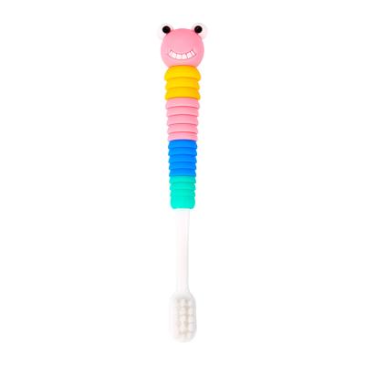 China Home Oem little Frog Quality manual silicone custom eco kids soft bristles toothbrush custom logo for sale