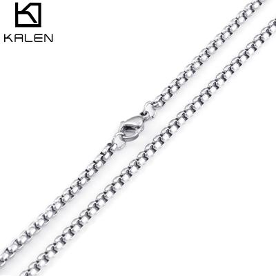 China KALEN 3mm TRENDY Square 316L Stainless Steel Link Chain Necklace Men for sale