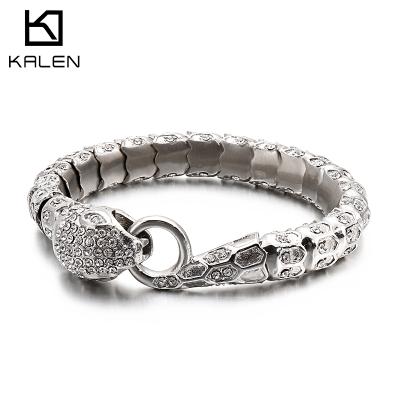 China New Arrived Customized Hiphop KALEM Hiphop KALEM Stainless Steel Color Snake Silver Bracelet and Bangle 19/21/23cm 2020 for sale