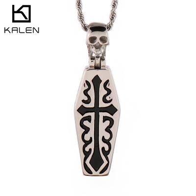 China FASHIONABLE Kalen Cross Flower Retro Personality Skull Workable Men's Pendant Charms Stainless Steel Jewelry Pendants for sale