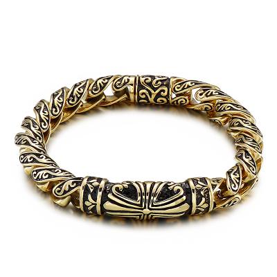 China KALEN Retro Punk Personality Totem Pattern Bracelet Homme Stainless Steel Cast Jewelry Bracelets Bangles For Men for sale