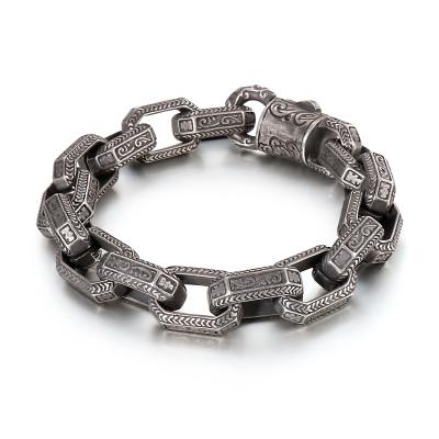 China Vintage KALEN Black Vintage Stainless Steel Personality Bracelet Men for sale