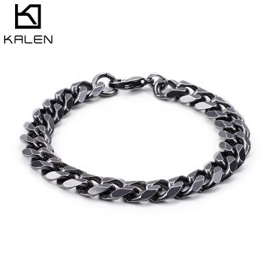 China Fashion KALEN Vintage 316L Stainless Steel Lobster Clasp Link Chain Bracelet Men for sale