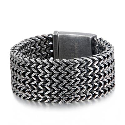 China KALEN Vintage Black Mesh Chain Bracelets Men 316L Stainless Steel Jewelry Bracelet for sale