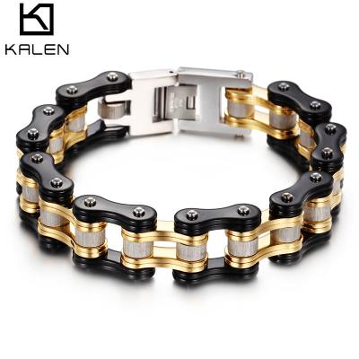 China KALEN Popular Men's Bicycle Biker Chain Stainless Steel Link Charm FASHIONABLE Men's Bracelet for sale