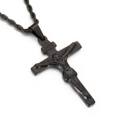 China KALEN Jesus Pendant Necklaces Men Stainless Steel Jewelry Religious Punk Pendant Cross Charms for sale