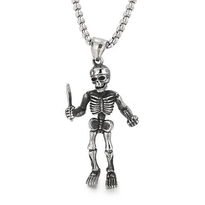 China KALEN Hiphop Punk Punk Pirate Skull Pendants Men Stainless Steel Jewelry Skeleton Pendant for sale