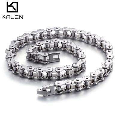 China KALEN FASHIONABLE Shiny Bicycle Chain Stainless Steel Charm Necklace Men for sale