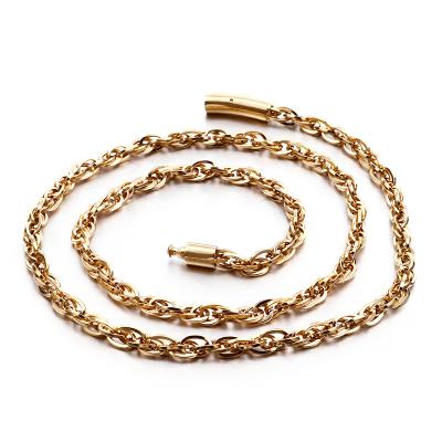 China KALEN 660*5mm Retro FASHIONABLE Gold Link Chain Stainless Steel Black Long Necklace For Men for sale