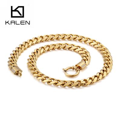 China Fashion KALEN 500*11mm Gold Chain For Male Long Stainless Steel Necklaces for sale