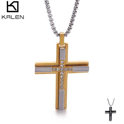 China KALEN Religious Stainless Steel Personalize Cruz Pendant Necklace For Men for sale