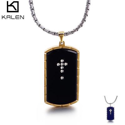 China Hiphop KALEN Color Mens Dog Tags Stainless Steel Pendant Necklace for sale