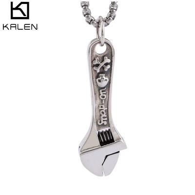 China No KALEN Shapes Retro 925 Sterling Silver Pendant Wrench Shape Skeleton Style Model For Men for sale